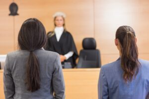 Women attending a court hearing
